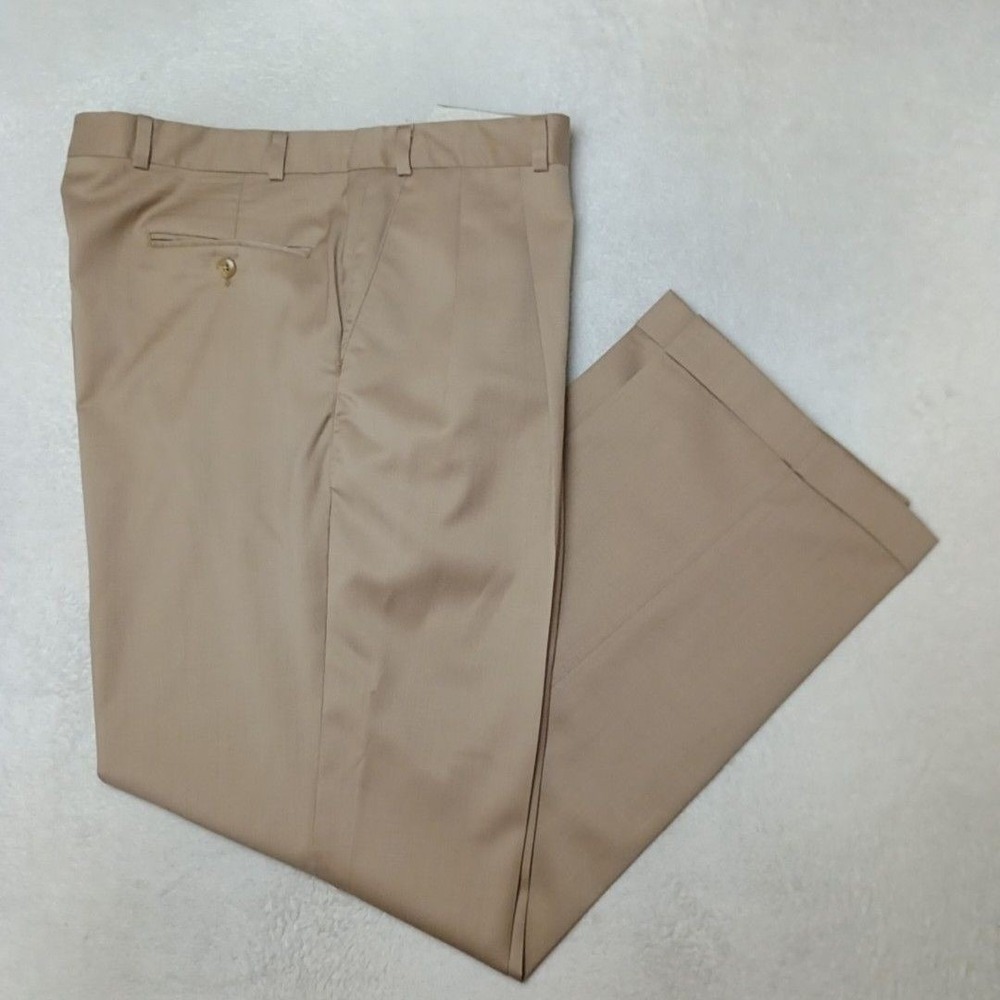 Ralph Lauren Pants Men 36x32 Beige Dress Classic Pleated Cuffed Straight Suit
